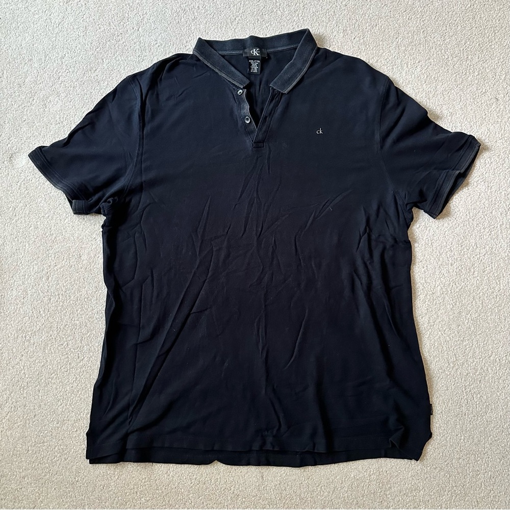 Calvin Klein Men's Black With Grey Trim Polo Shirt Size XXL